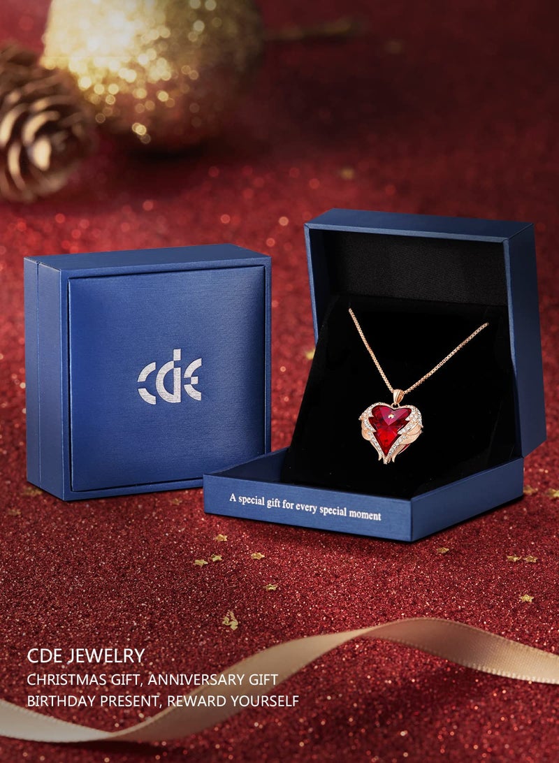 CDE Angel Wings Necklaces for Women, Love Heart Silver Tone/Gold Tone Pendant with Birthstone, Wedding or Birthday Jewelry Gifts for Mom Wife Girlfriend Her - Image 5